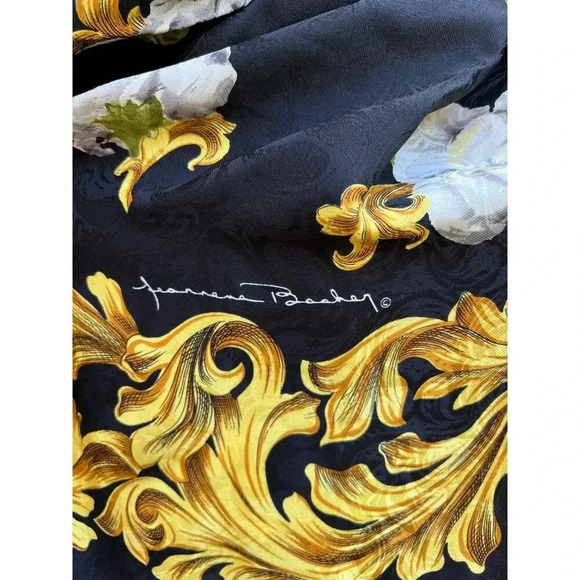 Jeannene Booher/Maggy London Scarves Signed Black/Gold Silk Scarf NWOT OS - Picture 3 of 4